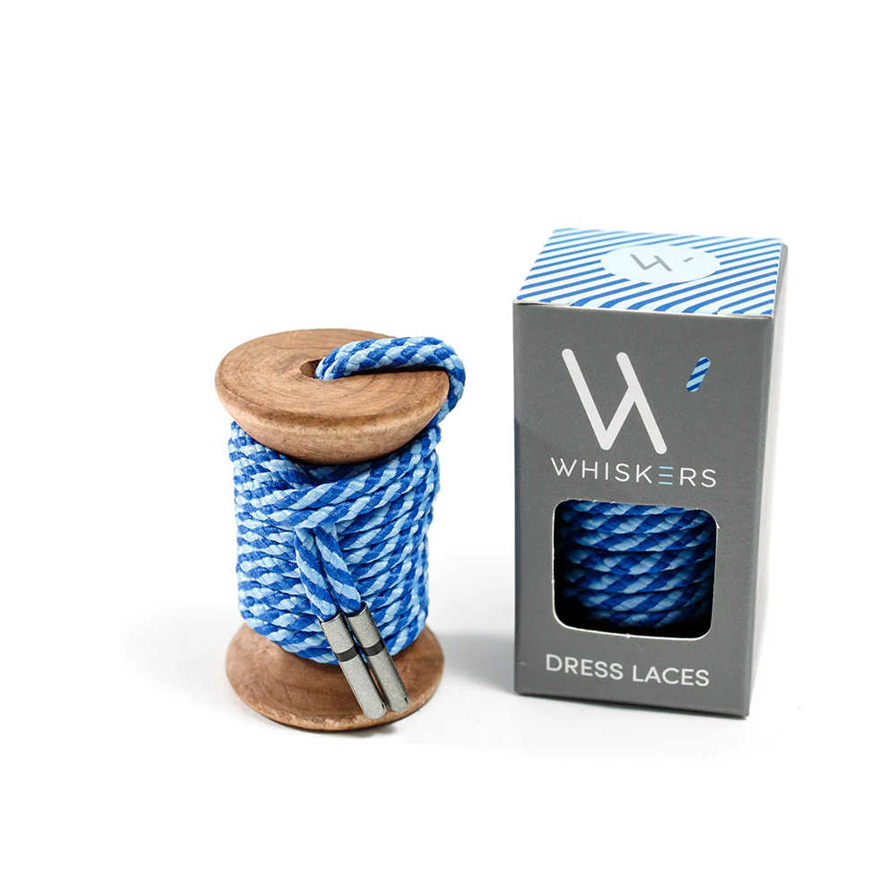 Blue & Light Blue Striped Dress Laces + Blue, Light Blue & Navy Striped Jacques Sock - Image 3