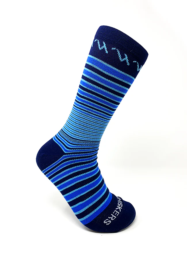 Blue & White Ticked Dress Laces + Blue, Light Blue & Navy Striped Jacques Sock - Image 4